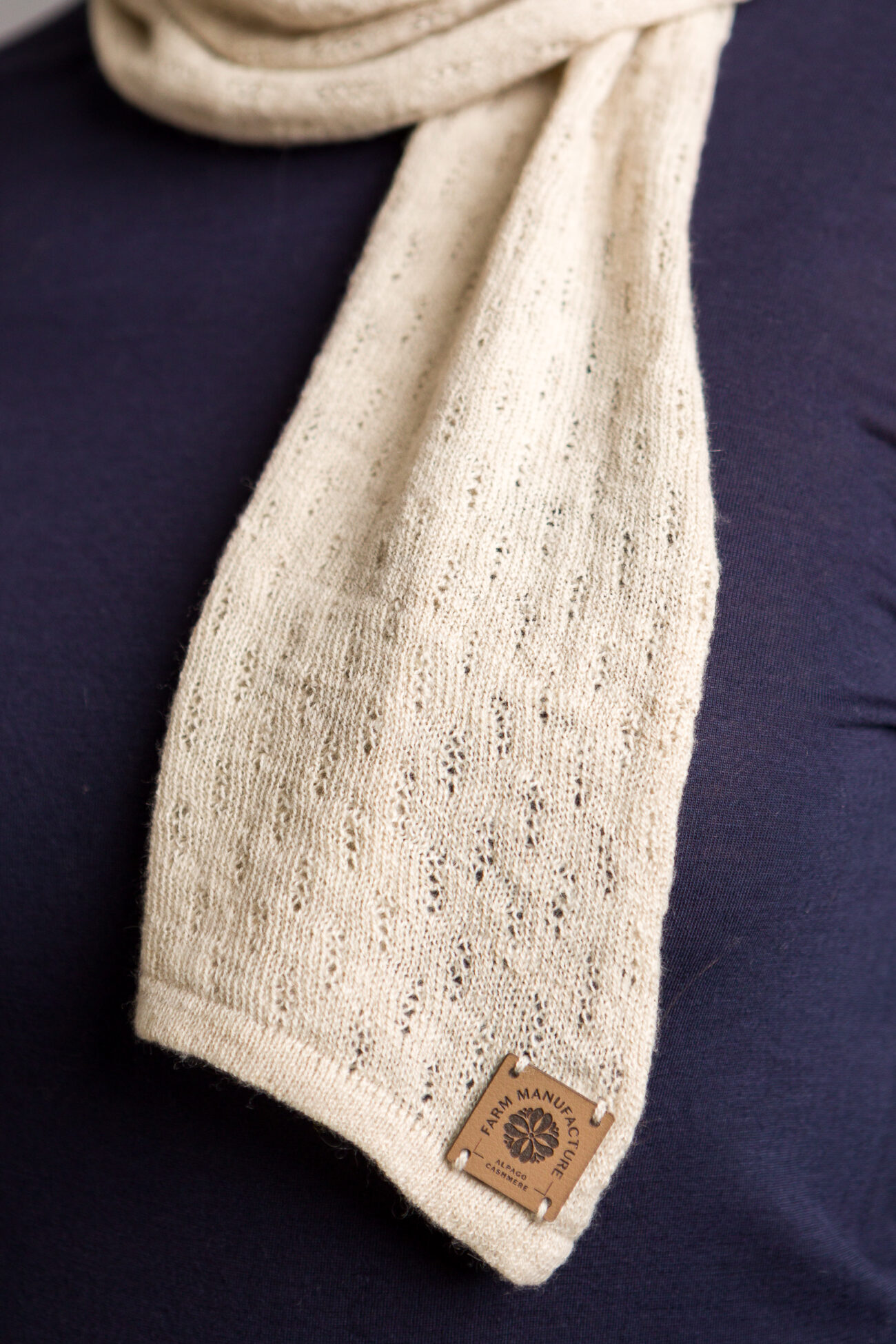 Sciarpa Spighe con filato 100% cashmere Cielo